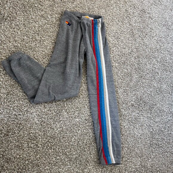 Aviator Nation Sweatpants Womens Medium Gray Blue Red Stripe Track Pants USA - Picture 8 of 9